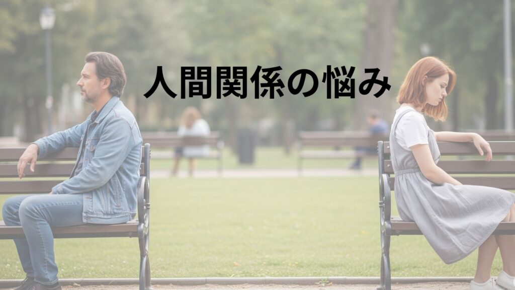 公園のベンチで距離を置いて座る男女