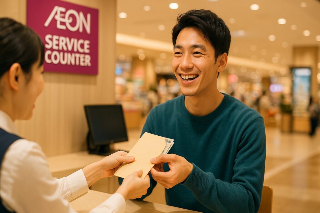 イオンの株主優待キャッシュバックを現金で受け取る場面
