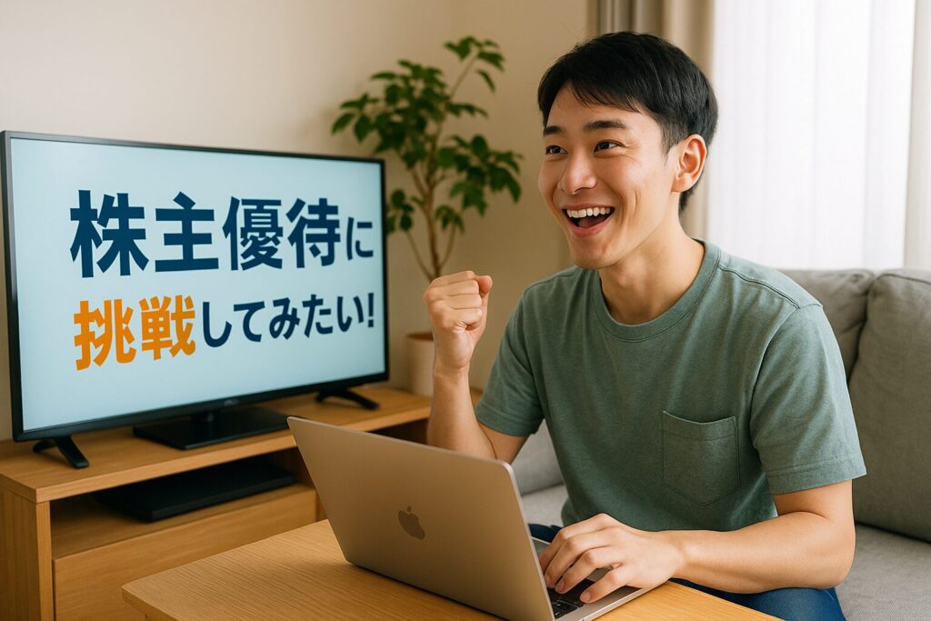 株主優待に憧れて証券口座を開設しようとする青年