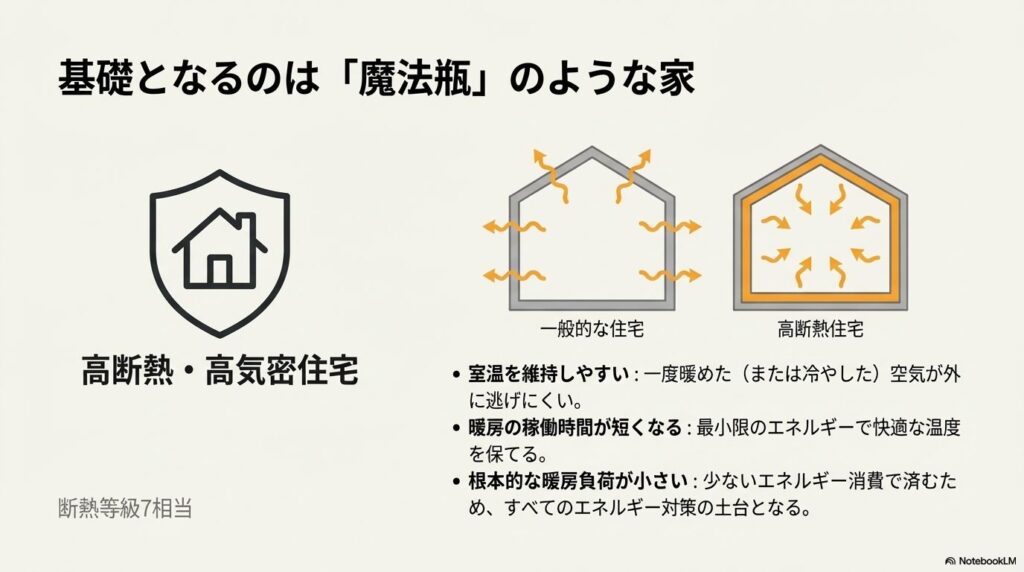 一般的な住宅と高断熱住宅における熱の逃げ方の違い