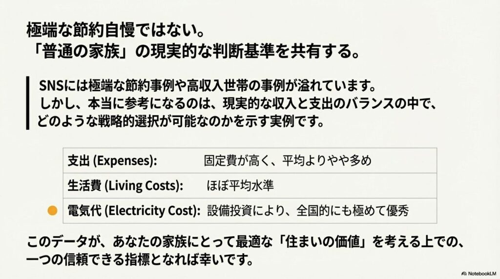 極端な節約ではなく現実的な家計判断基準を示す4人家族の実例