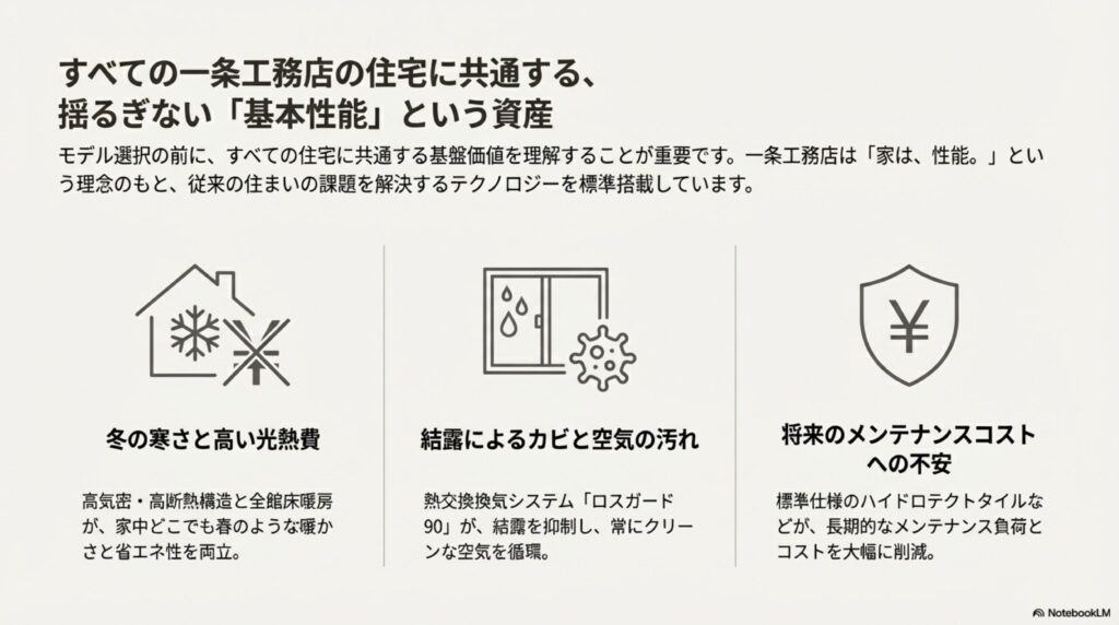 一条工務店 全モデル共通の基本性能と住宅性能の考え方