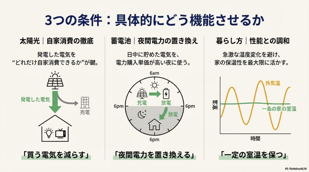 太陽光と蓄電池と暮らし方をどう機能させるかの具体例