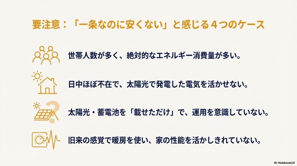 一条工務店でも光熱費が安くならないと感じる4つのケース