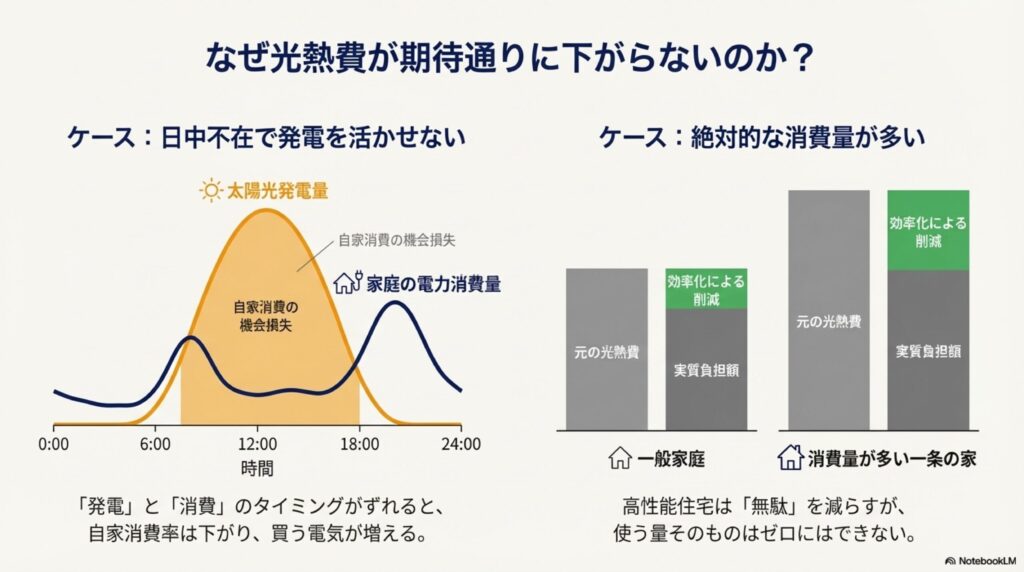 発電と消費のタイミングがずれると光熱費が下がらない理由