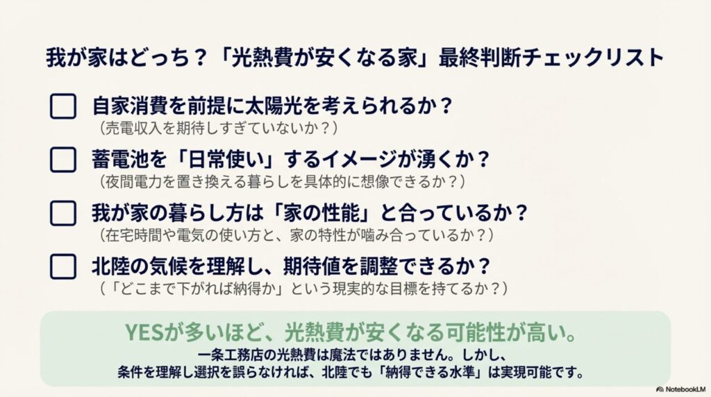 光熱費が安くなる家かどうかの最終判断チェックリスト