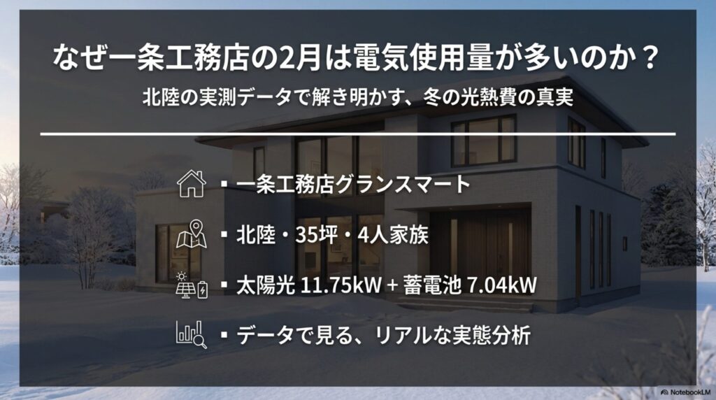 北陸の一条工務店で2月の電気使用量が増える理由を実測データで解説する記事のアイキャッチ画像