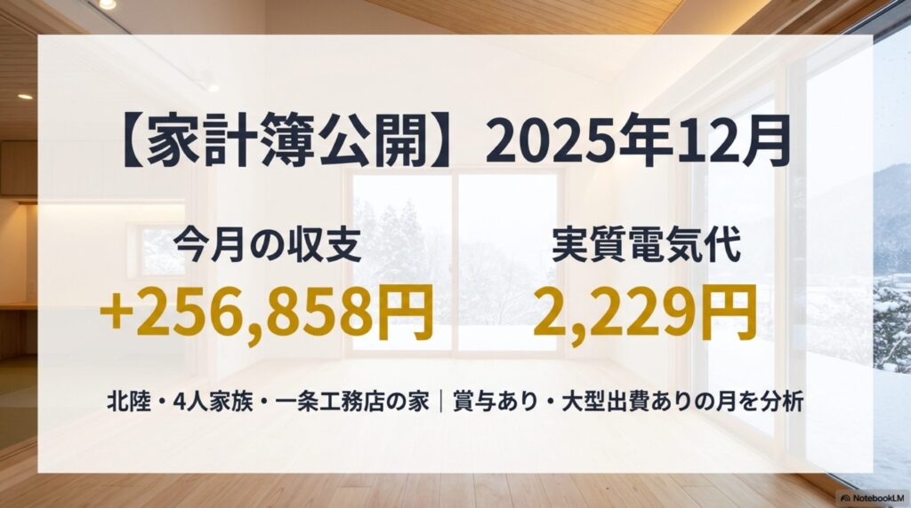 【家計簿公開】2025年12月の収支と実質電気代(2,229円)のサムネイル