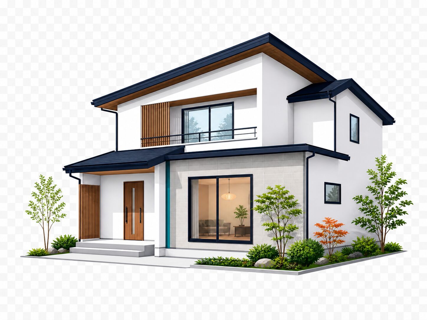 モダンな住宅の外観イラスト